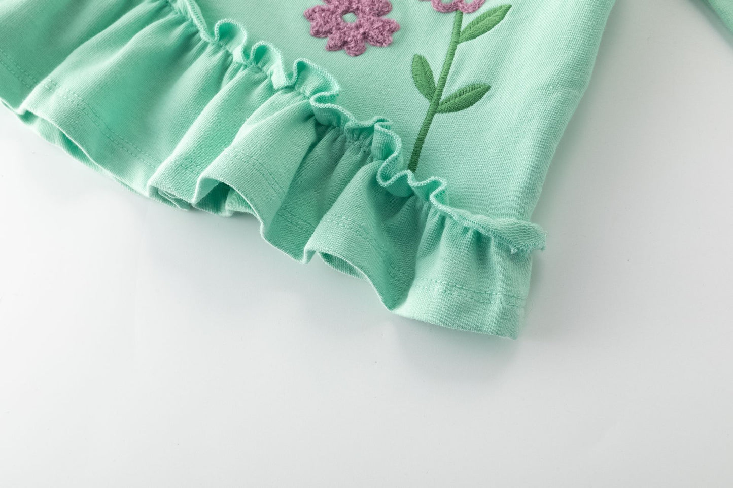 👶🌸 Conjunto bebé niña sudadera + jegging flores | Verde 6-24M - BGI65507