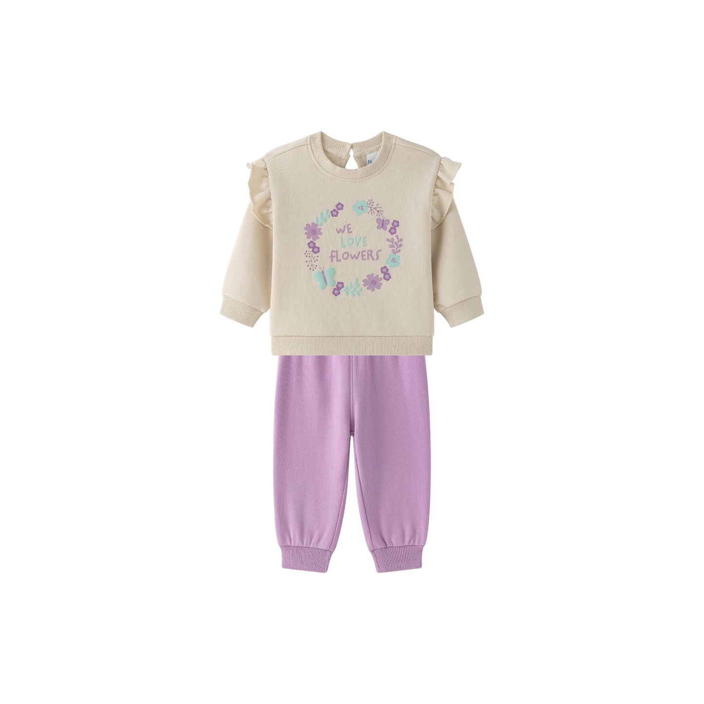 Conjunto jogging bebé niña flores en relieve 🌸💜- BGI65508