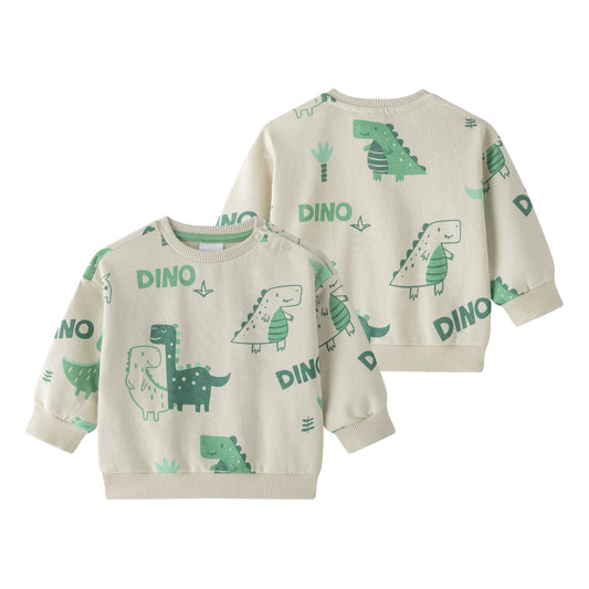 Sudadera Bebé Niño Beige con Estampado Dinosaurios 🦖 | 6-24M BBI65001