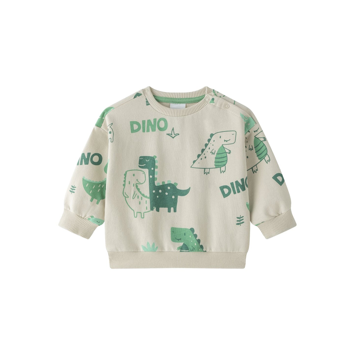 Sudadera Bebé Niño Beige con Estampado Dinosaurios 🦖 | 6-24M BBI65001