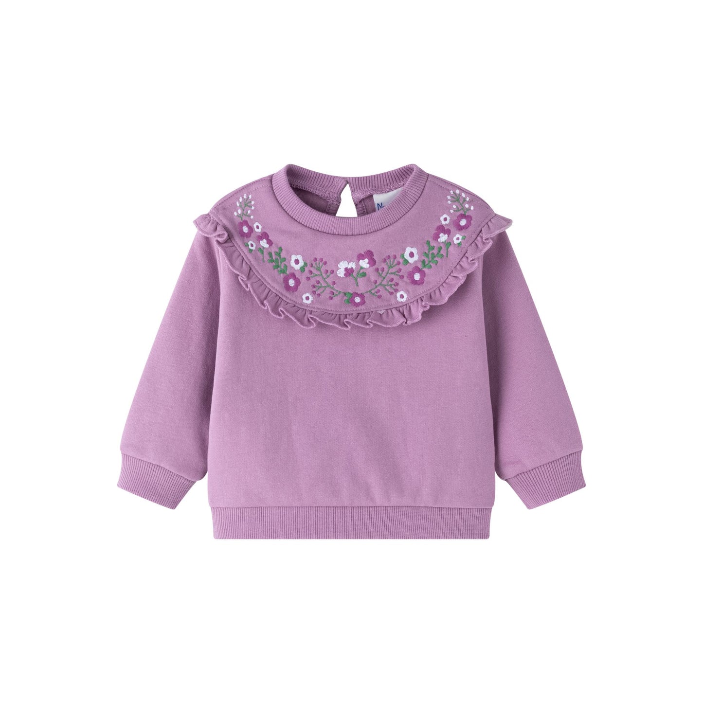 👶💜 Sudadera bebé niña afelpada con volante y flores bordadas | Morado 6-24M - BGI65511