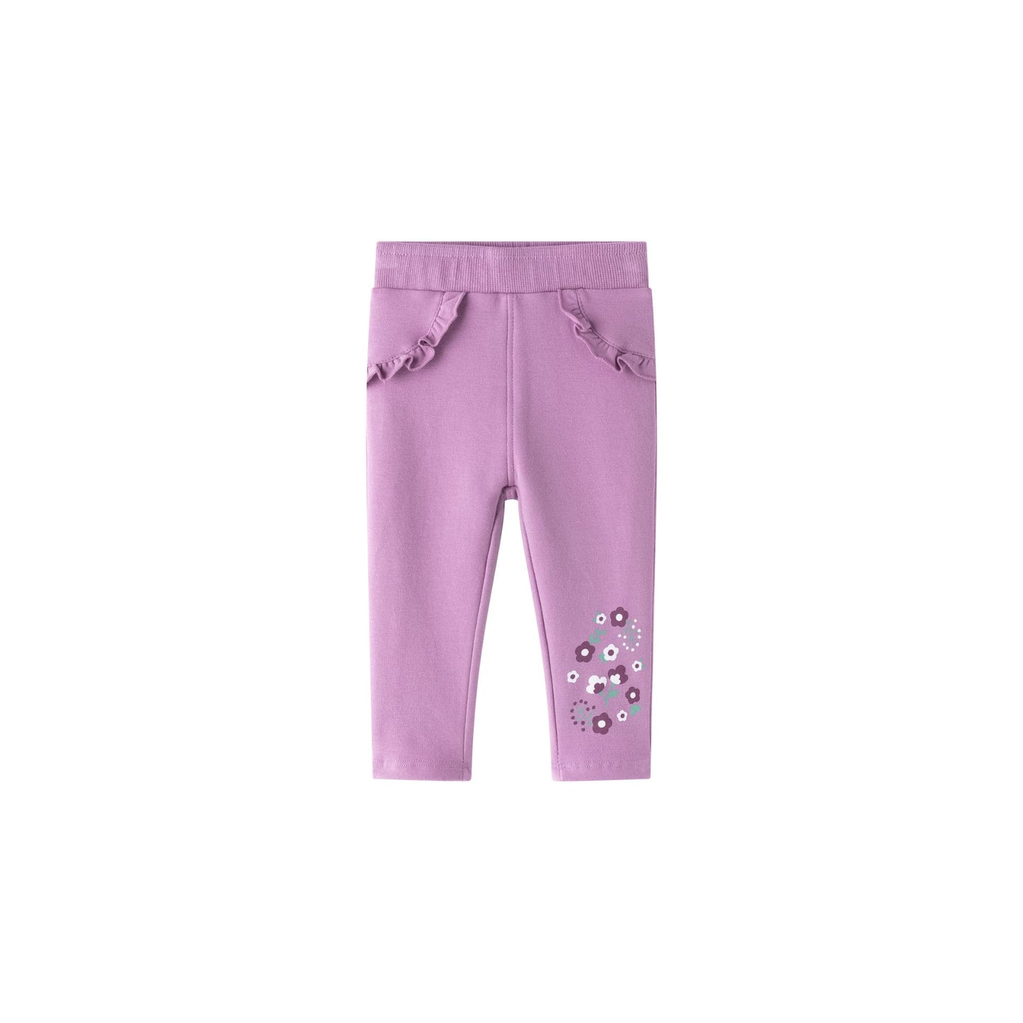 👶💜 Jegging bebé niña con flores bordadas y volantes | Morado 6-24M - BGI65512