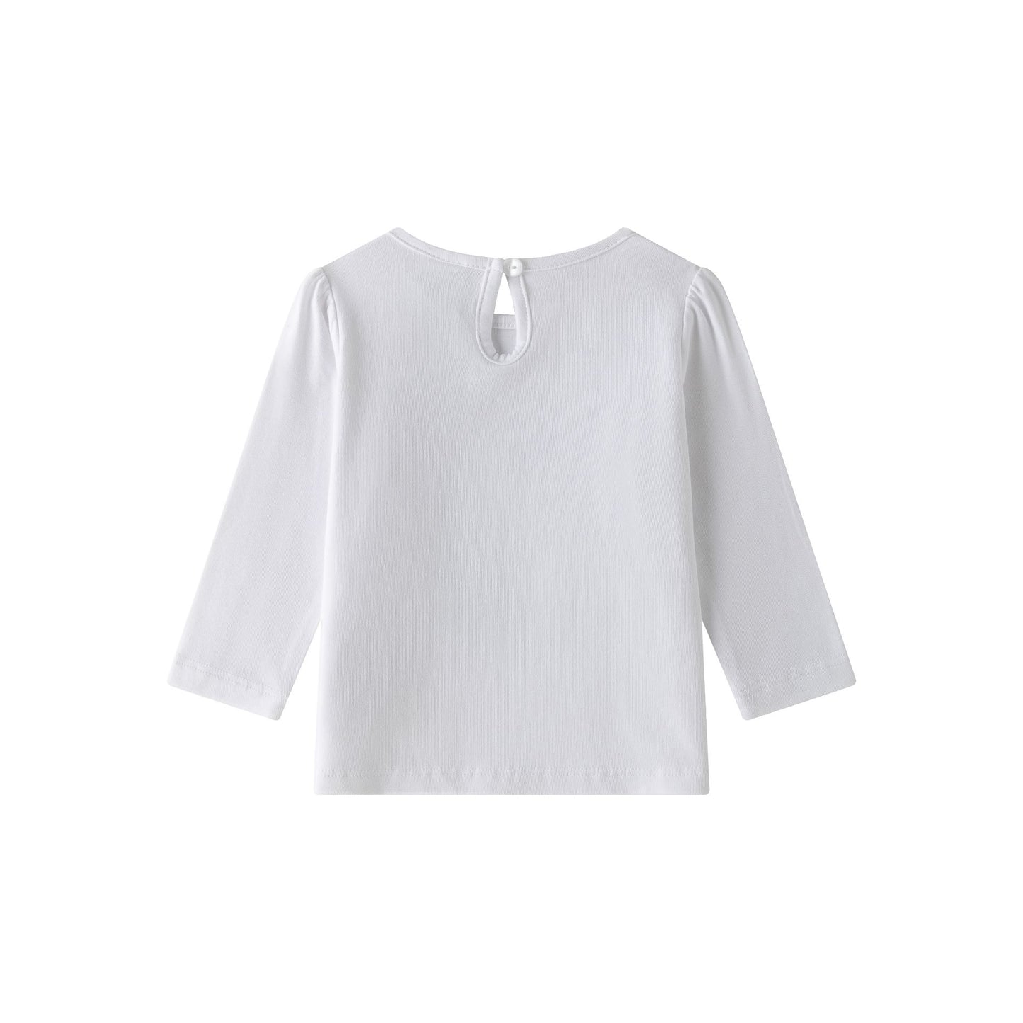 Camiseta bebé niña blanca manga larga con frunce y glitter ✨🌸 - BGI65514