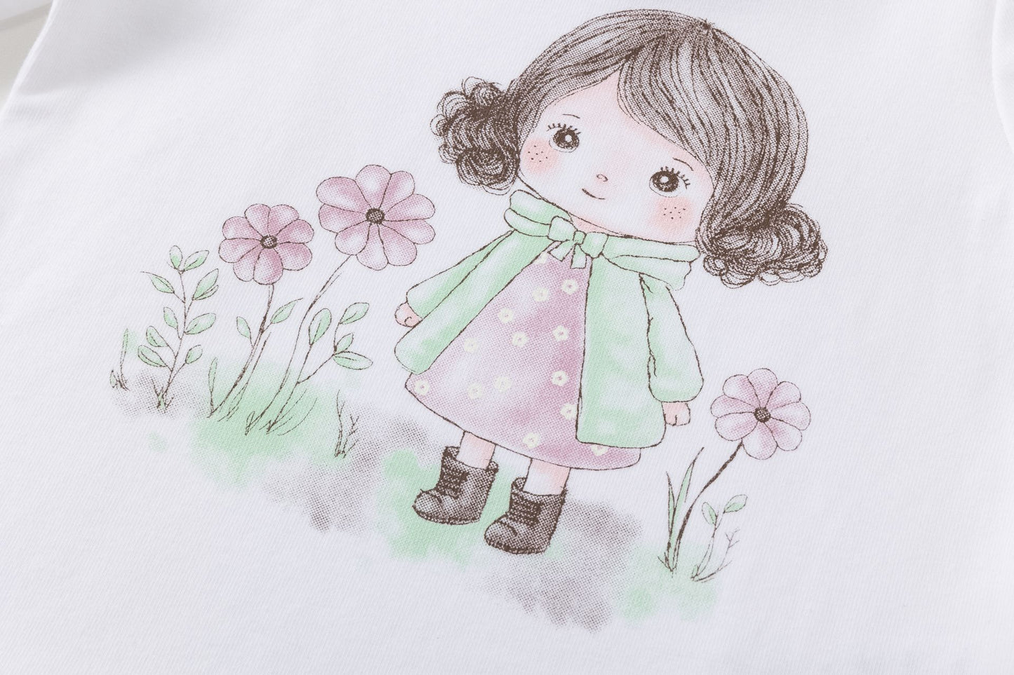 Camiseta bebé niña blanca manga larga con frunce y glitter ✨🌸 - BGI65514