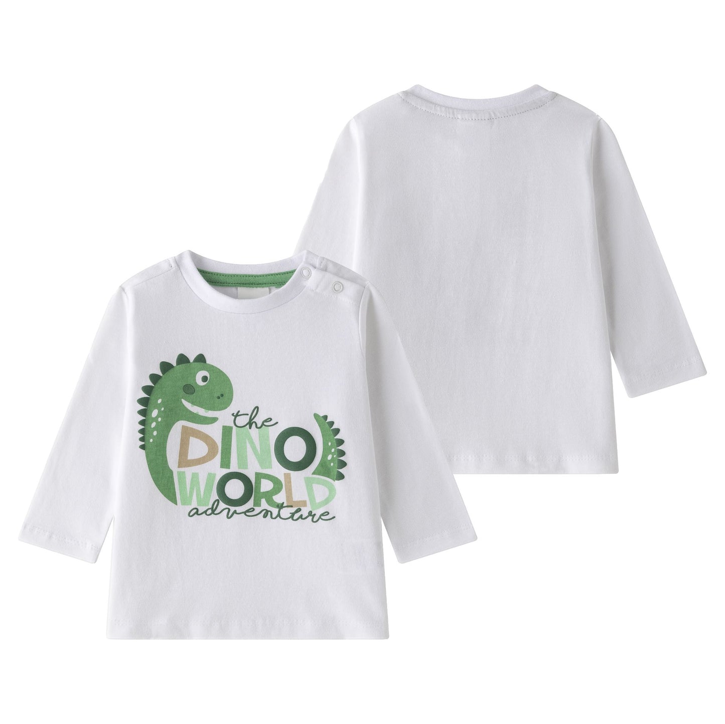 👶🦖 Camiseta bebé niño manga larga con dino | Blanco | 6-24M - BBI65008