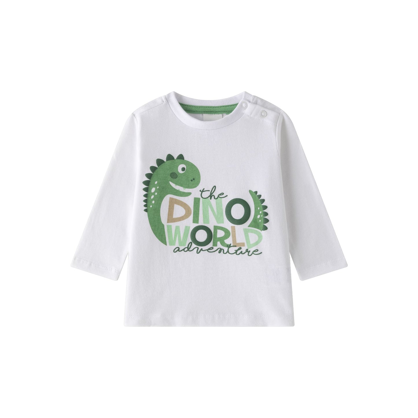 👶🦖 Camiseta bebé niño manga larga con dino | Blanco | 6-24M - BBI65008