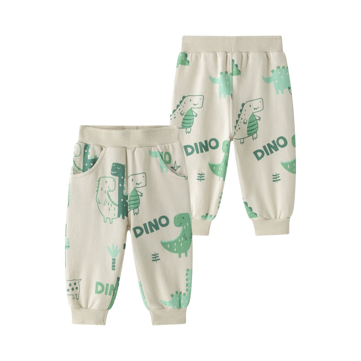 👶🦖 Pantalón deportivo bebé niño afelpado dinos | Camel 6-24M -BBI65011