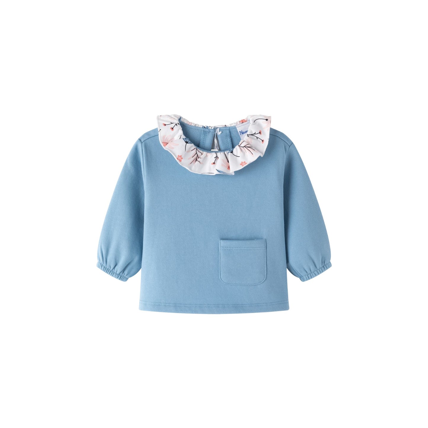 👶💙 Sudadera bebé niña con cuello de flores | Azul 6-24M - BGI65518