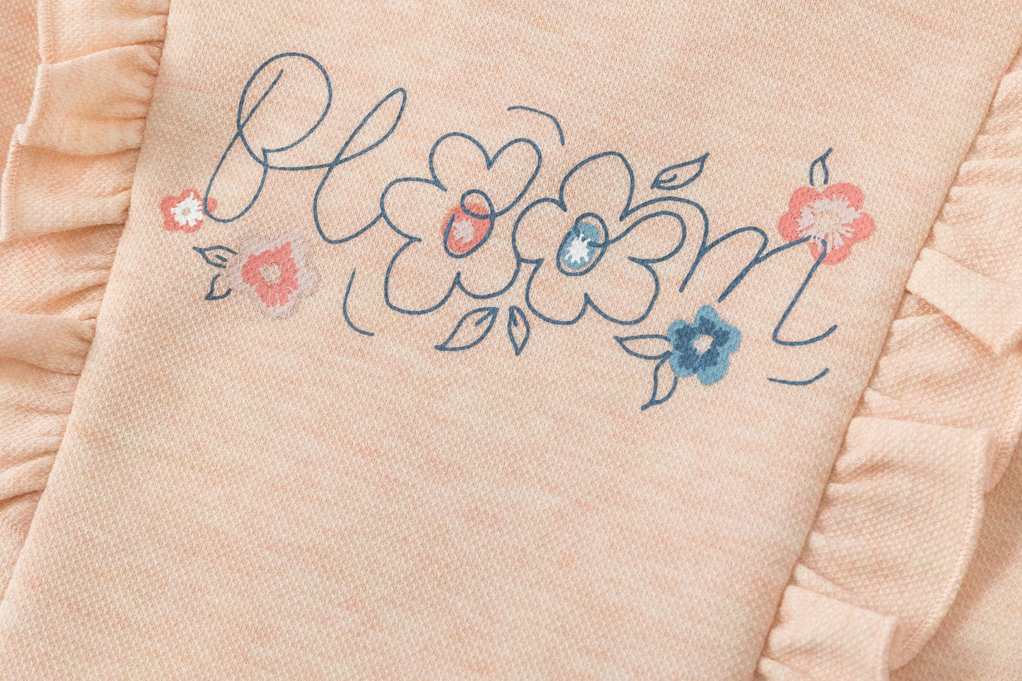 🌸 Sudadera bebé niña coral con volantes y flores | 6-24M - BGI65522