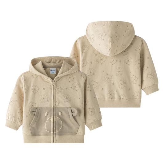 Chaqueta Bebé Niño con Capucha Camel y Bolsillos Osito (6-24M) 🐻🧡