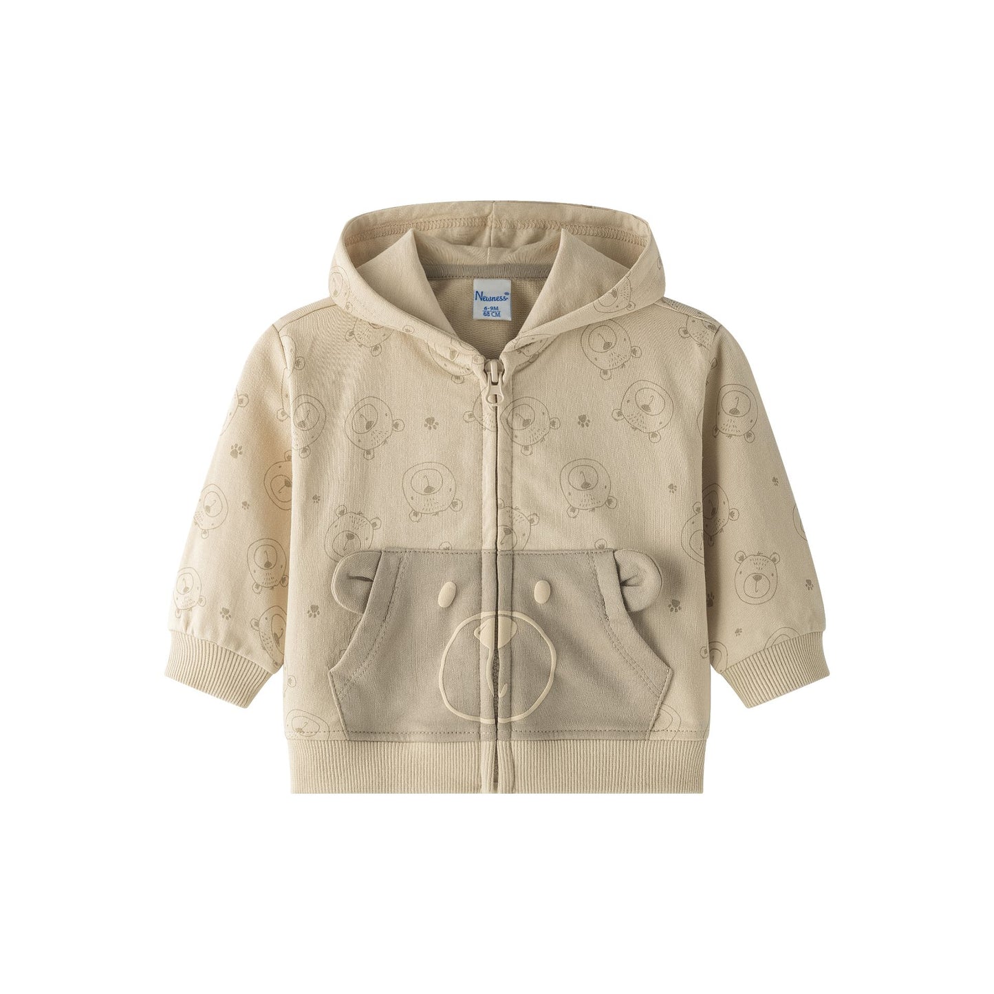 Chaqueta Bebé Niño con Capucha Camel y Bolsillos Osito (6-24M) 🐻🧡
