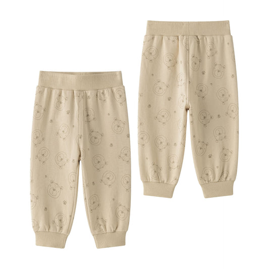 Pantalón Deportivo Bebé Niño Camel con Estampado Ositos (6-24M) 🐻👶