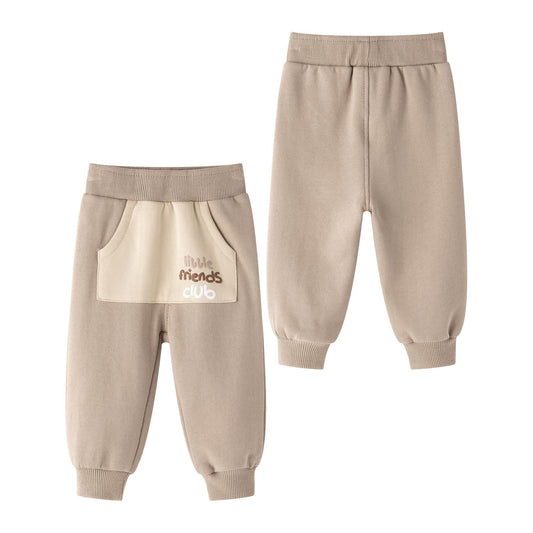 Pantalón Bebé Niño Felpa Perchado Camel con Bolsillo Canguro 🐻 | 6-24M BBI65021