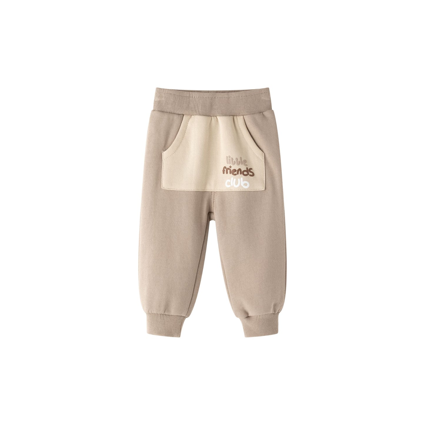 Pantalón Bebé Niño Felpa Perchado Camel con Bolsillo Canguro 🐻 | 6-24M BBI65021