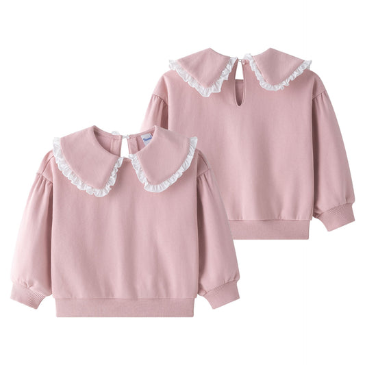 Sudadera Afelpada Niña – Cuello Peter Pan y Mangas Caídas (2-6 años) 🌸