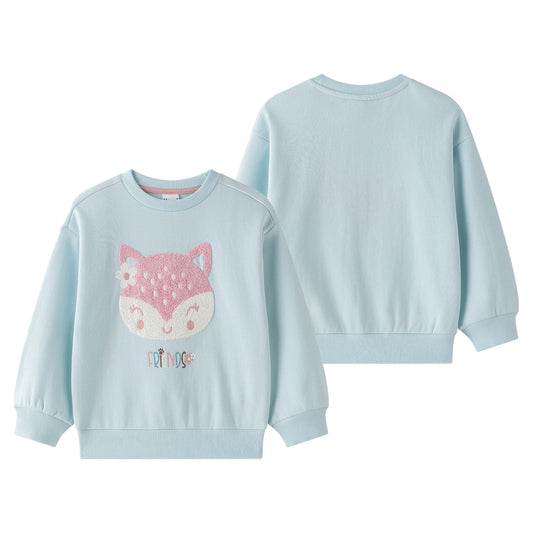 Sudadera afelpada verde con zorrito bordado niña 2-6 años 🦊💚