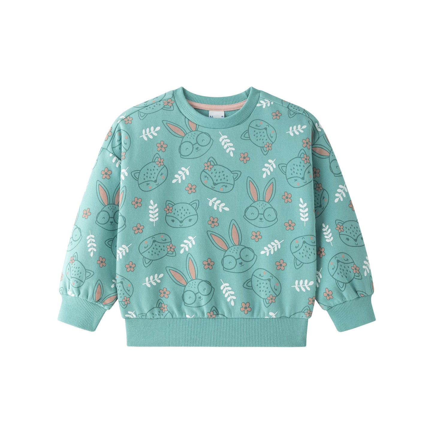 Sudadera afelpada verde con estampado de conejitos niña 2-6 años 🐰✨