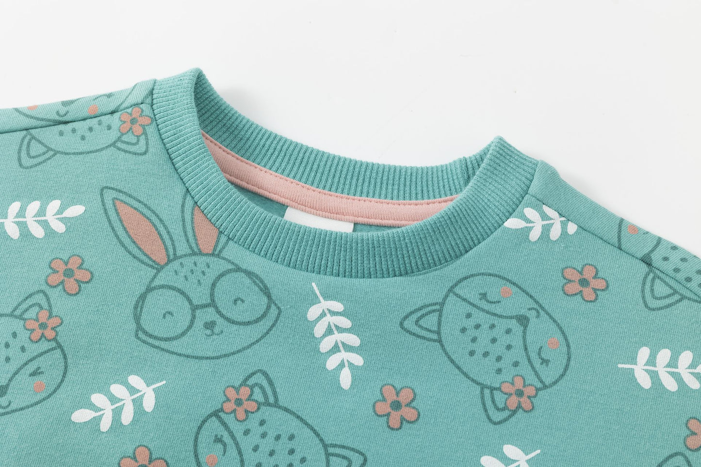 Sudadera afelpada verde con estampado de conejitos niña 2-6 años 🐰✨