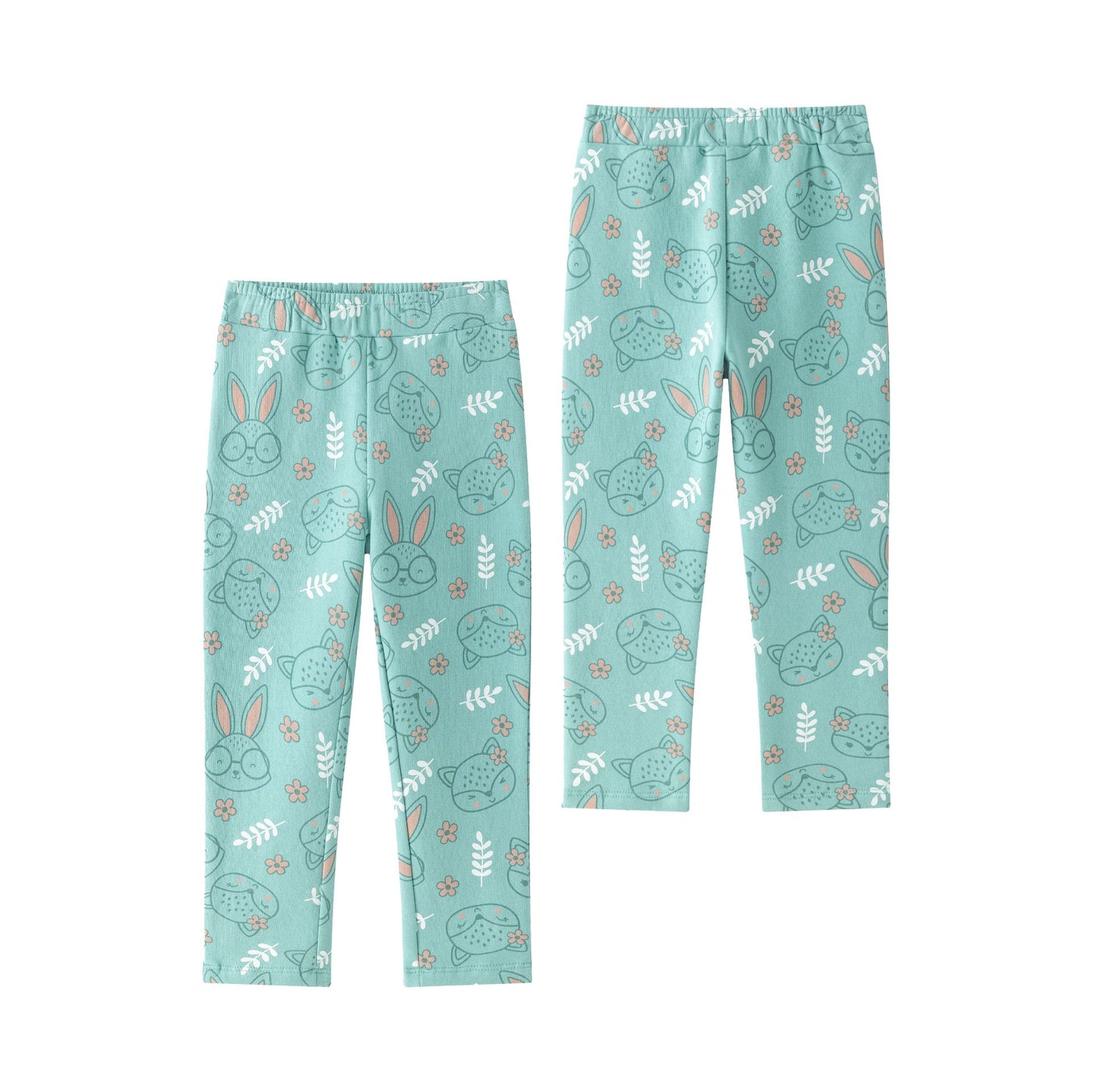 Jegging afelpado verde con estampado de conejitos niña 2-6 años 🐰💚