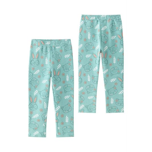Jegging afelpado verde con estampado de conejitos niña 2-6 años 🐰💚
