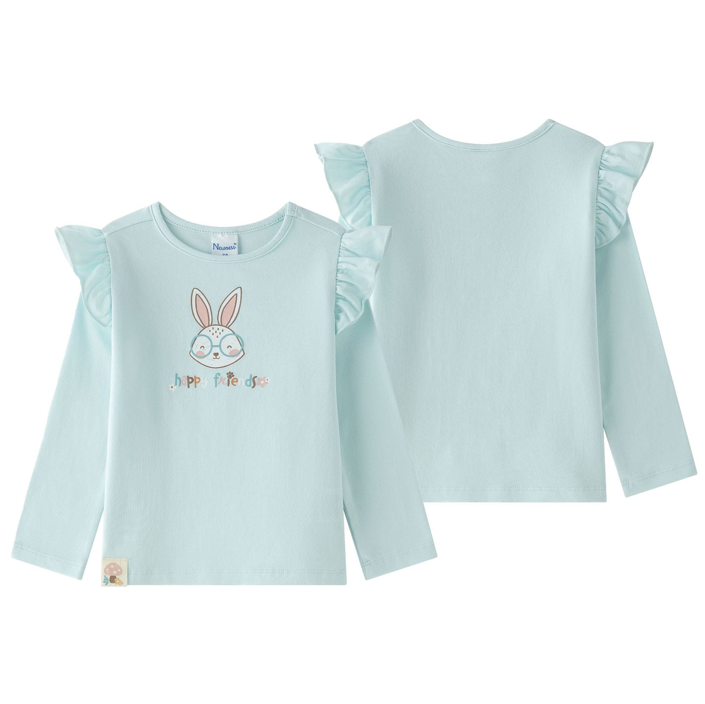 Camiseta verde con volantes y conejito niña 2-6 años 🐰✨
