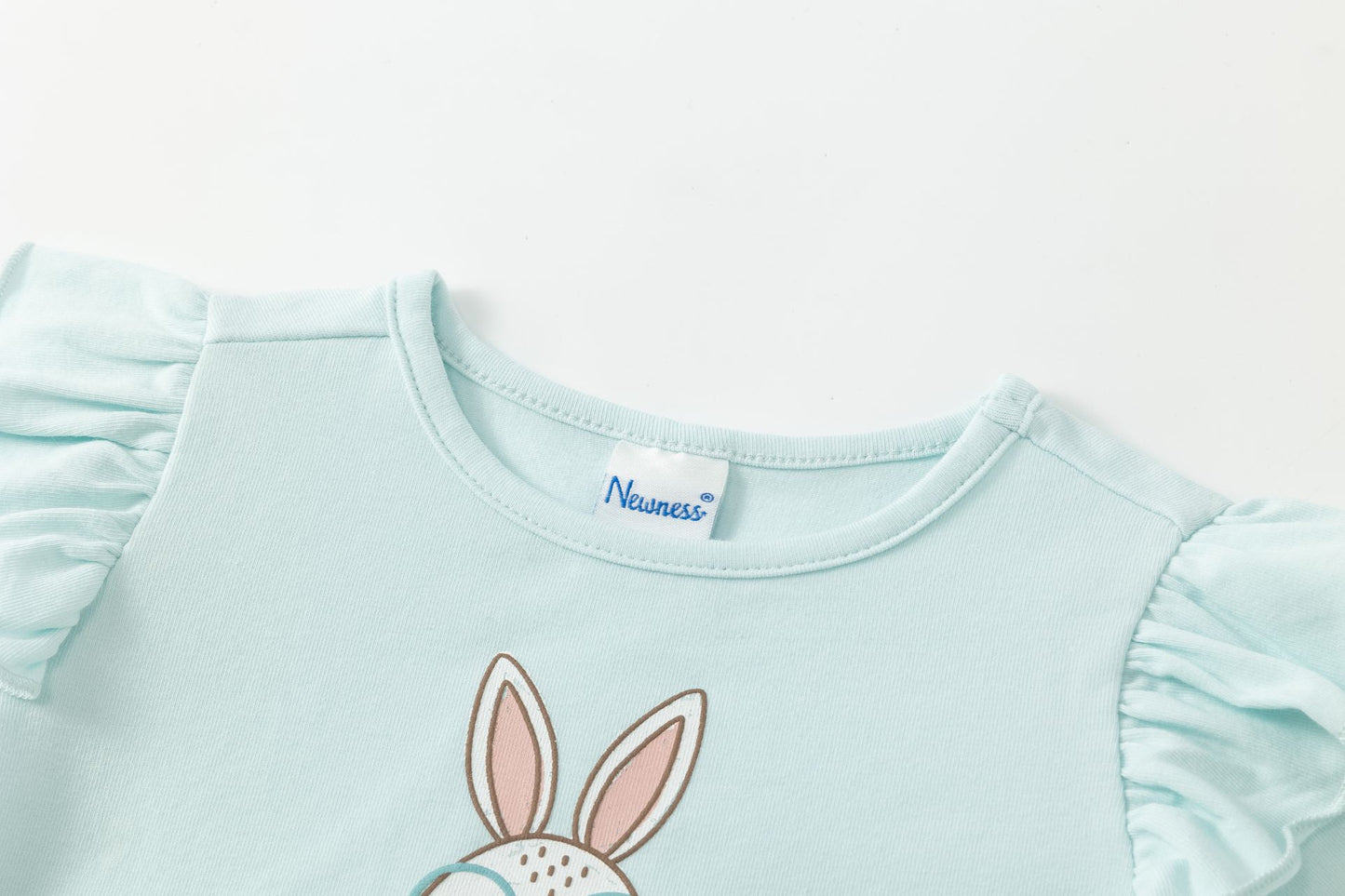 Camiseta verde con volantes y conejito niña 2-6 años 🐰✨