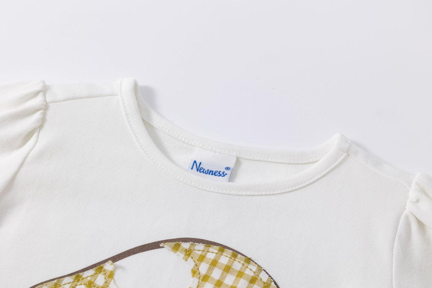Camiseta Manga Larga Niña – Puños Elásticos y Parche de Cuadros (2-6 años) 🍄✨