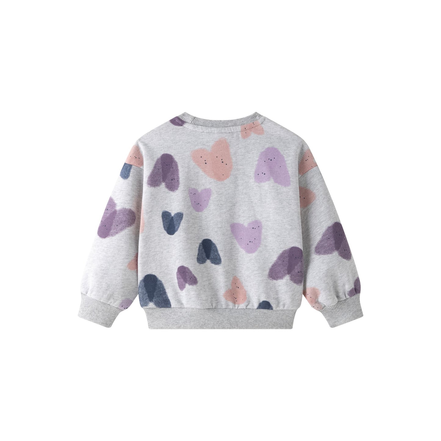 Sudadera niña gris afelpada con estampado de corazones | 2-6 años