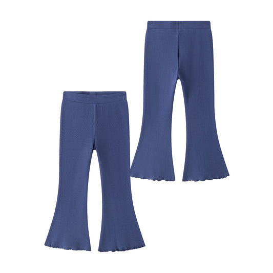 Pantalón flare niña canalé marino con cintura elástica | 2-6 años