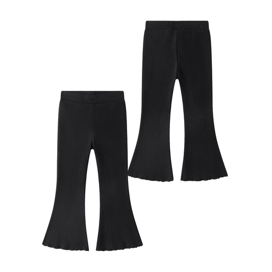 Pantalón Flare Niña de Punto Canalé – Cintura de Goma (2-6 años) 🖤
