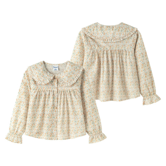 Blusa Manga Larga Niña – Cuello Peter Pan y Botones Delanteros (2-6 años) 🌸