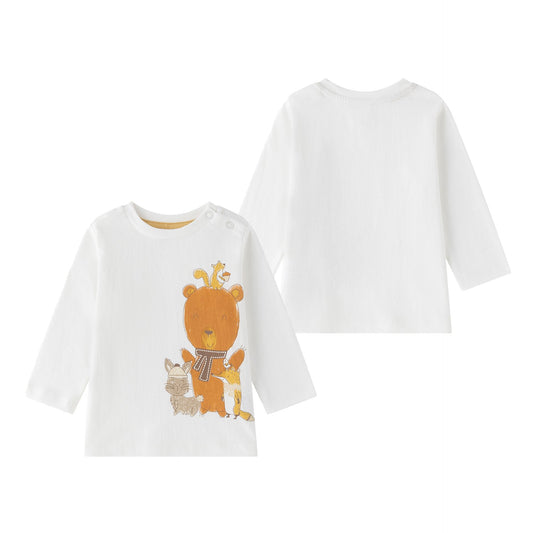 Camiseta Bebé Niño Manga Larga Blanca con Ositos 🤍 | 6-24M BBI65026