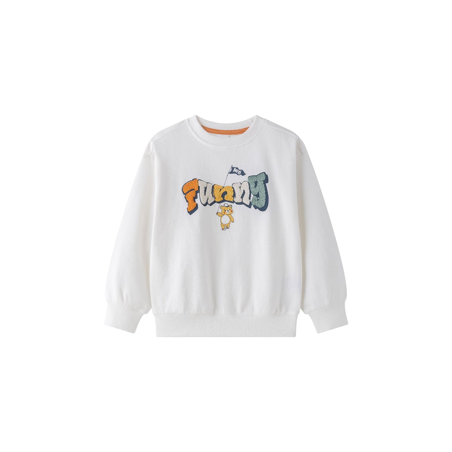 Sudadera niño felpa rizo blanca con gráfico bordado | 2-6 años