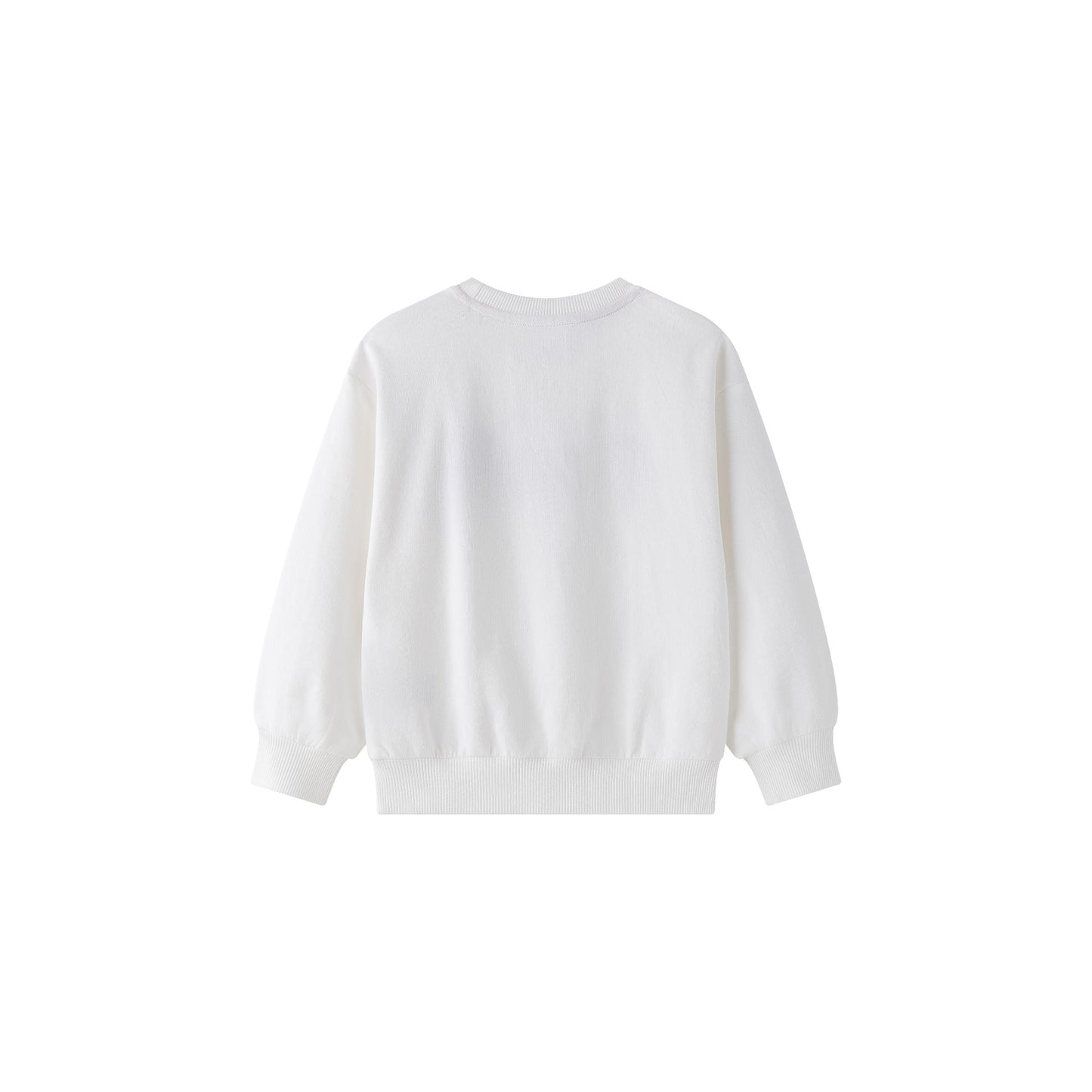 Sudadera niño felpa rizo blanca con gráfico bordado | 2-6 años