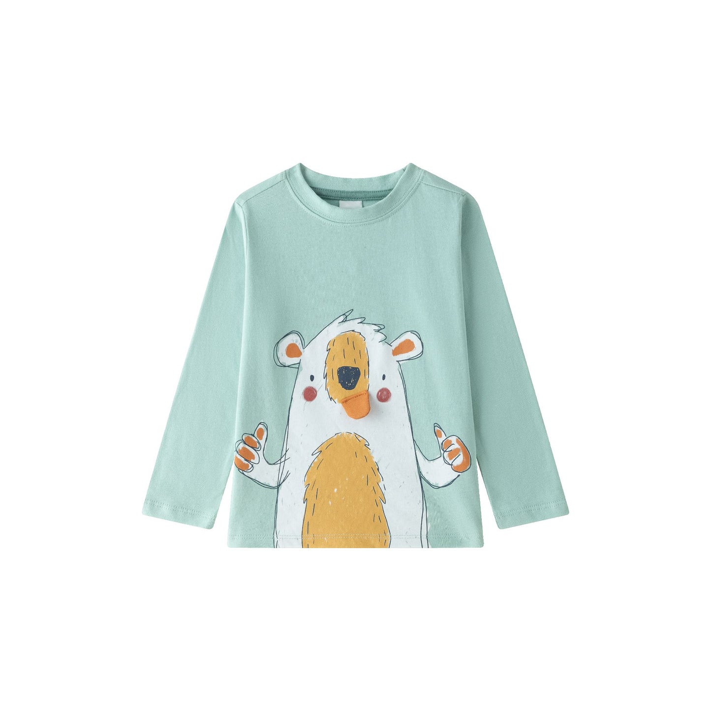 Camiseta niño manga larga verde con gráfico de ositos | 2-6 años