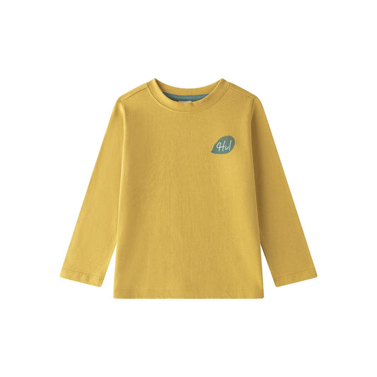 Camiseta niño manga larga mostaza con gráfico de ositos | 2-6 años
