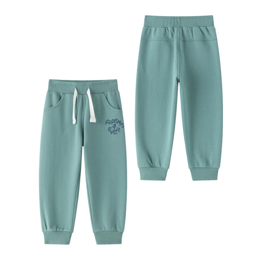 Pantalón deportivo niño felpa azul turquesa con bolsillos | 2-6 años