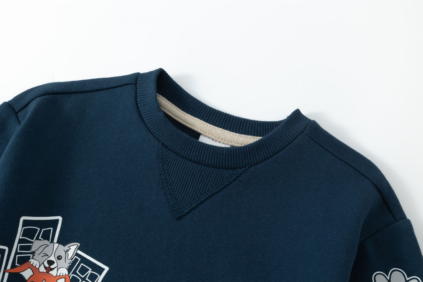Conjunto bebé niño sudadera perrito y pantalón largo felpa perchada | Marino | 2-6 años