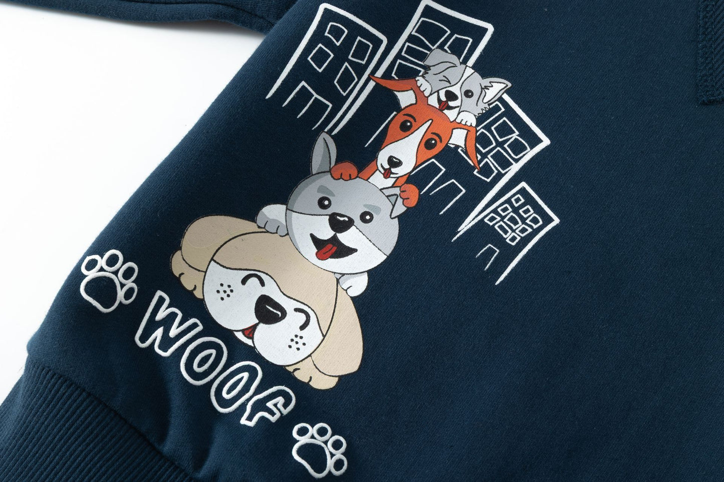 Conjunto bebé niño sudadera perrito y pantalón largo felpa perchada | Marino | 2-6 años