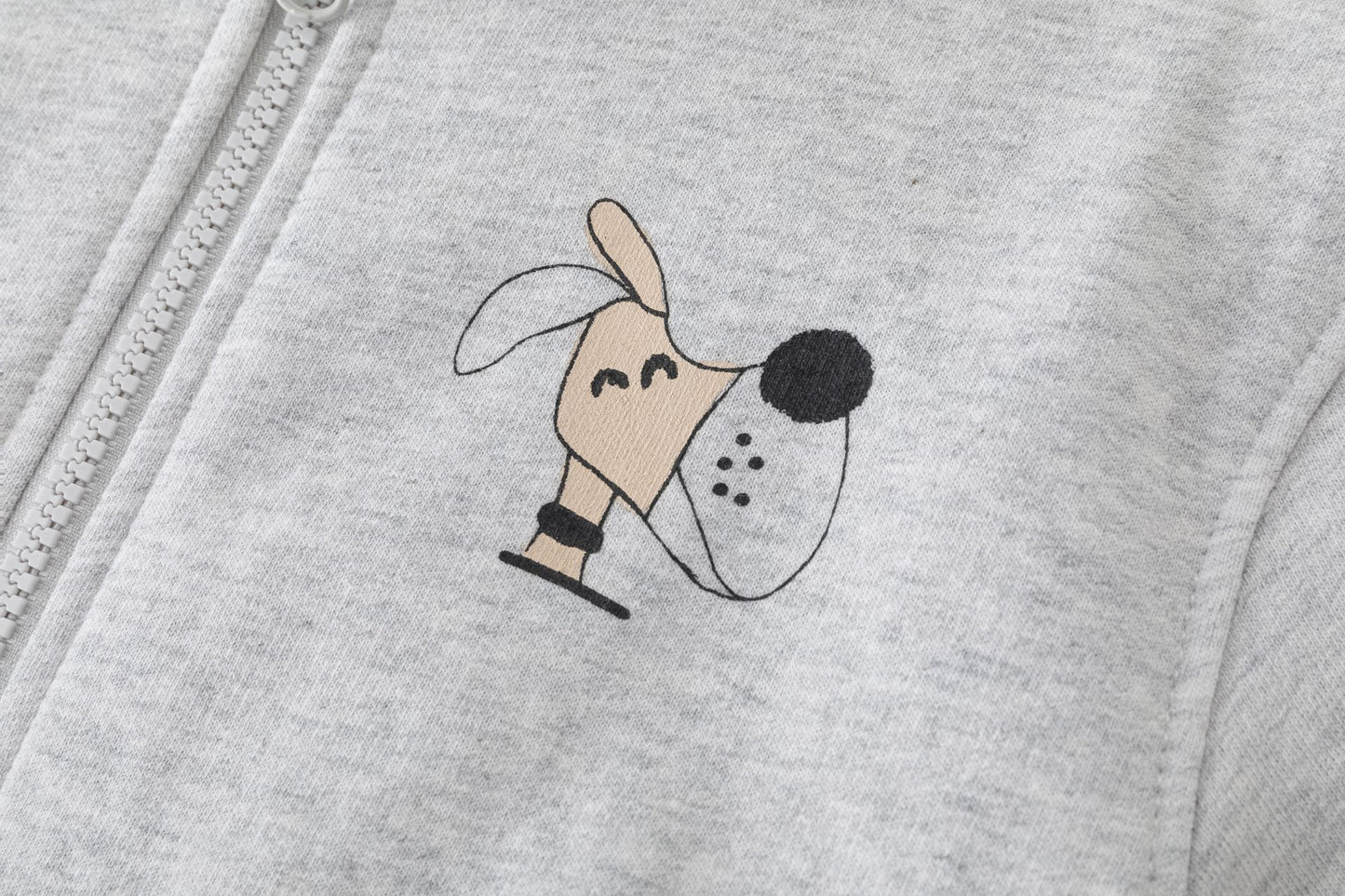 Chaqueta niño felpa gris claro con capucha y gráfico animal | 2-6 años