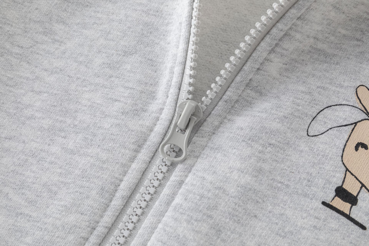 Chaqueta niño felpa gris claro con capucha y gráfico animal | 2-6 años