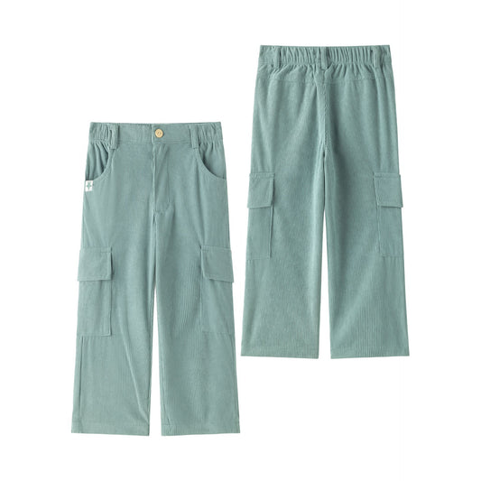 Pantalón largo niño micropana verde agua con bolsillos | 2-6 años