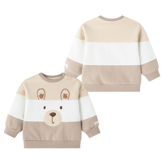 Sudadera Bebé Niño Perchada con Osito Camel a Rayas 🐻 | 6-24M BBI65020
