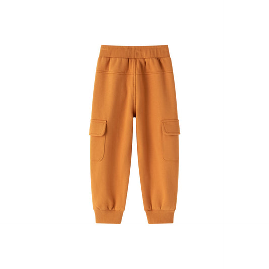 Pantalón niño felpa perchada naranja con bolsillos | 2-6 años