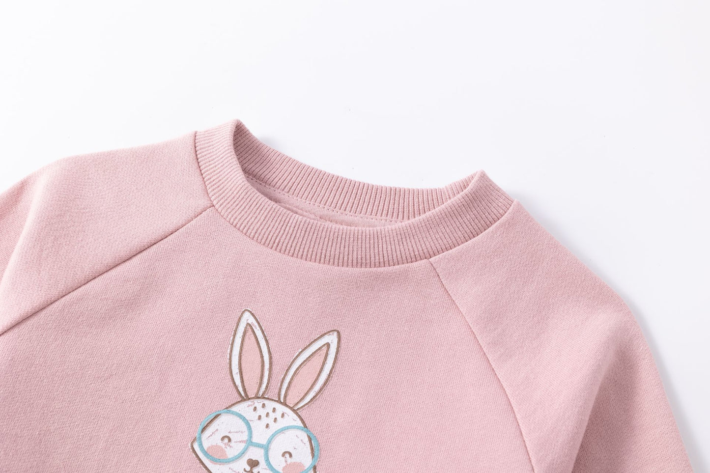 Conjunto niña sudadera y pantalón rosa con dibujo de conejito | 2-6 años