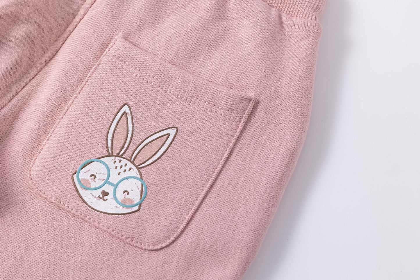 Conjunto niña sudadera y pantalón rosa con dibujo de conejito | 2-6 años