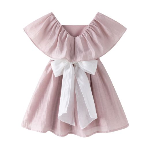 Vestido de Ceremonia Niña Rosa con Lazo