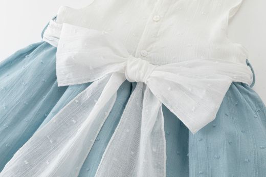 Vestido de Ceremonia Niña Plumeti con Lazo