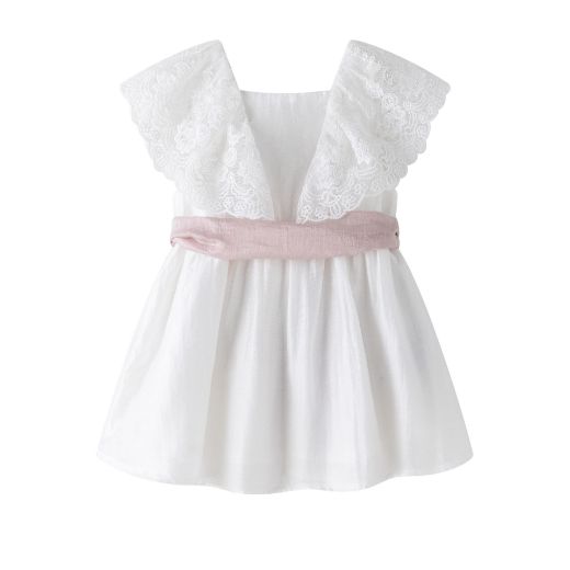 Vestido de Ceremonia Bebé con Encaje y Lazo
