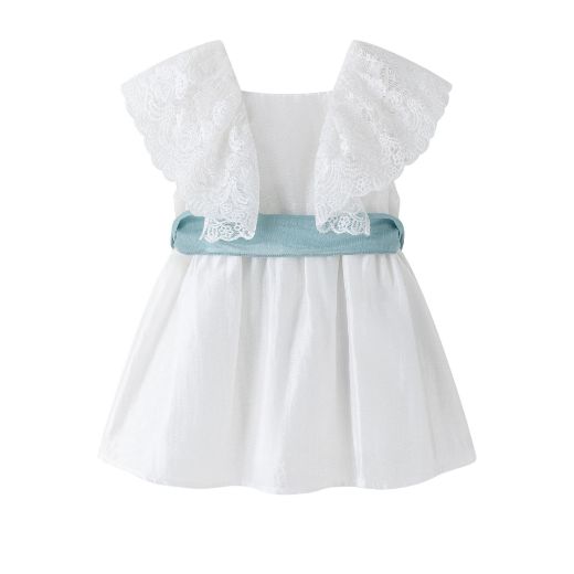 Vestido de Ceremonia Bebé con Encaje y Lazo